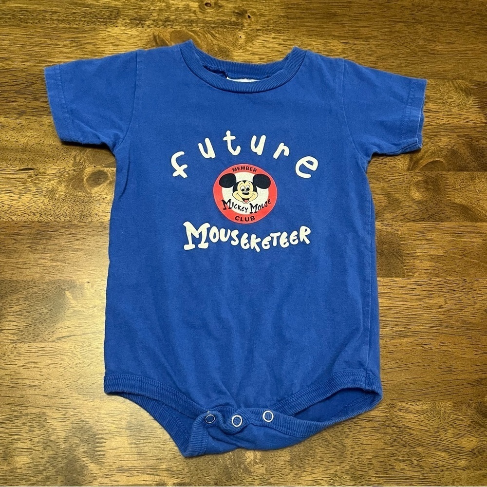 Vintage Walt Disney World Baby Future Mouseketeer Mickey Mouse Onesie